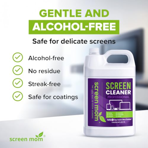 Screen Mom Screen Cleaner Spray 1-Gallon Refill with Dispenser - Streak-Free for TV, Laptop, Car & Monitor (128 Fl Oz)
