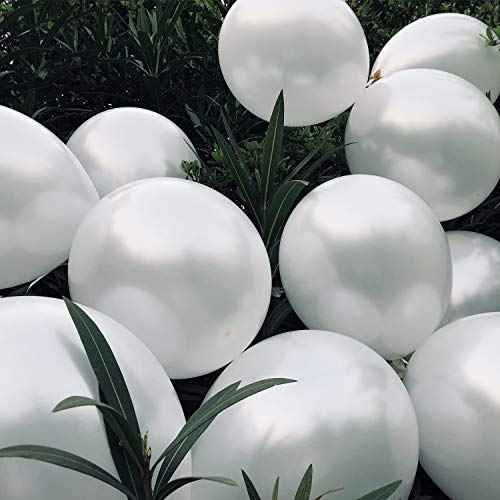 Fayoo White Balloons, 12 Inch White Metallic Balloon Party Decoration for Baby Shower, Christmas Decorations, Birthdays, Bridal Shower, Valentine¡¯s Day, Graduation 100 Pcs 3.2g