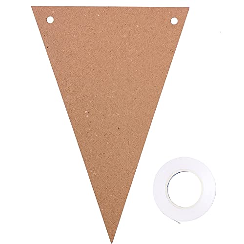 Pack 3 DIY Kraft Card Banner Make Your Own Bunting 36 Pieces 6.8 x 5.1 inch Triangle Flags Christmas Classroom Decorations Birthday Party Blank Banners with Hanging Ropes for DIY Painting Writing