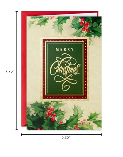Hallmark Holiday Holly Christmas Cards with Envelopes 40-Pack