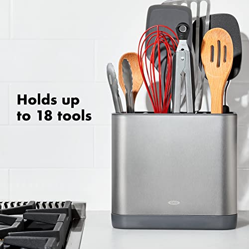 OXO Good Grips Large Adjustable Stainless Steel Utensil Organizer - Kitchen Tool Holder