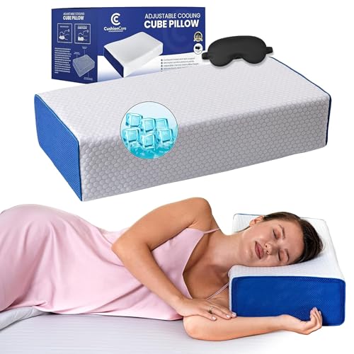 Cube Pillow for Side Sleepers – Adjustable Height 4–5" Cooling Memory