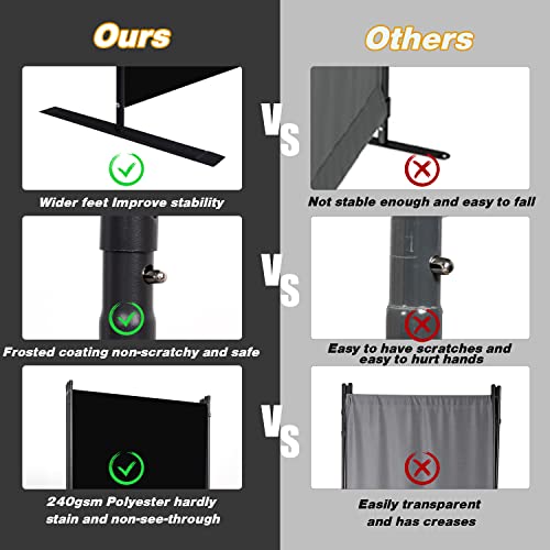 Black 22-Inch 6-Panel Room Divider Folding Privacy Screen with Wider Feet - CHOSENM