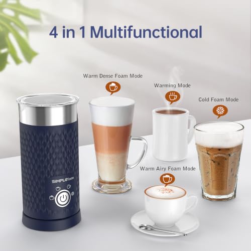 SIMPLETASTE 4-in-1 Electric Milk Frother & Steamer - Navy