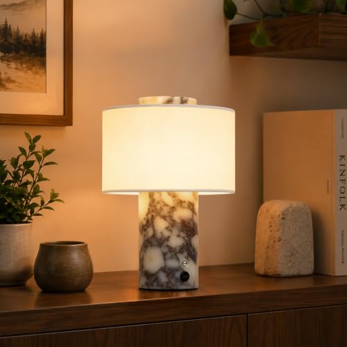 Yootcraft Calacatta Viola Marble Touch Table Lamp - Rechargeable & Dimmable Nightlight