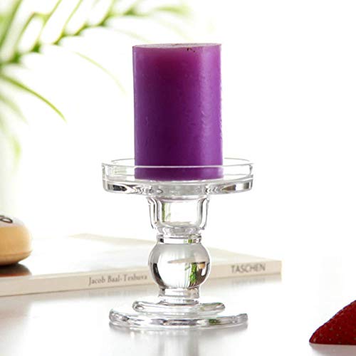 Teensery Glass Candle Holder Clear Pillar Candle Stand Candlestick for Home Wedding Party Decoration (Height 3.5")