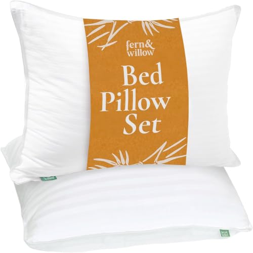 Queen Size Bed Pillows Set of 2 - Ultra-Soft Cooling Down Alternative Support