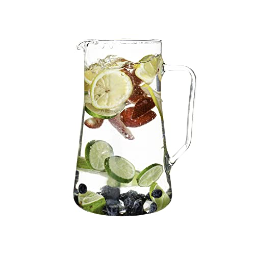 2.5 Quart Borosilicate Glass Pitcher with Spout - Traditional Design, Large Capacity