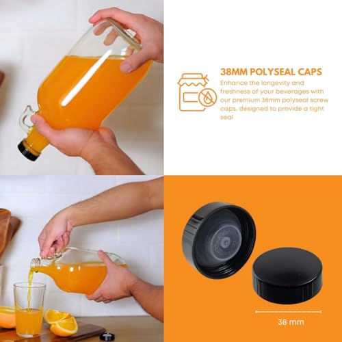 4 Pack 1 Gallon Glass Jugs with Airlocks & Caps for Homebrewing - Variations of 128 Fl Oz