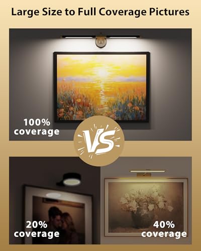 31-Inch Dimmable Cordless Picture Light with Remote - Wall Art Illumination, Rechargeable 9000mAh Battery, 3CCT, Timer, Metal Wall Light for Paintings & Gallery