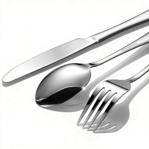60-Piece Silverware Set for 20 - Stainless Steel Flatware Cutlery Set - Mirror Polished Dinner Forks Spoons Knives for Home Wedding Restaurant - Dishwasher Safe