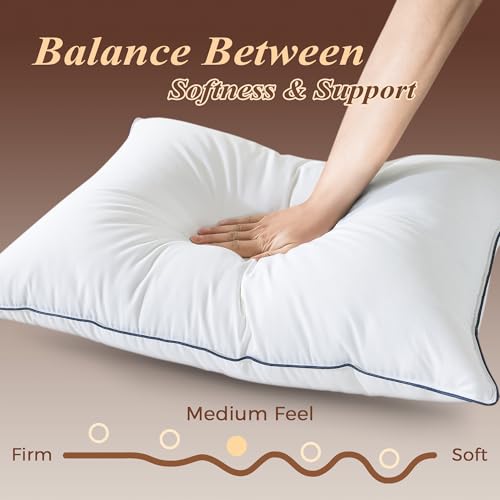 Queen Pack of 2 Goose Feather Down Pillows - Ultra Comfort Sleep Bedding