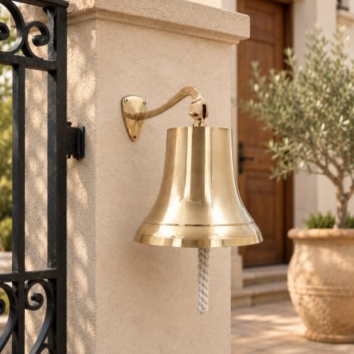 Nagina International Brass Ship Bell Wall Hanging Nautical Decor - 10 Inch