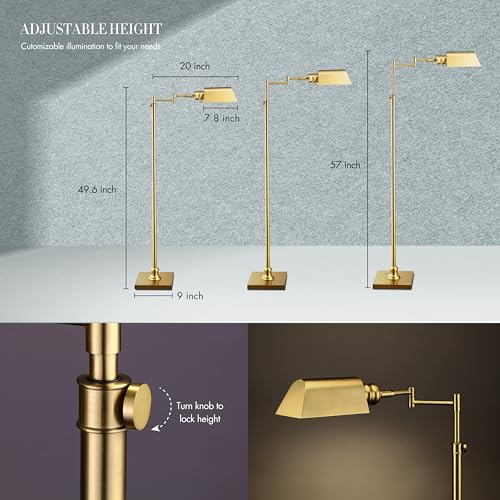 O'Bright Arcadia Pharmacy Floor Lamp - Antique Brass, Dimmable, Adjustable Height