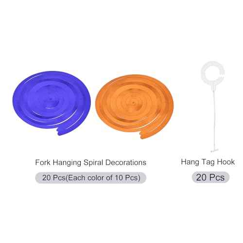 MECCANIXITY 20 Pcs Party Hanging Swirls Double Strip Streamer Ceiling Decorations Hanging Swirling for Birthday,Wedding,Graduation Party Supplies,Class Theme Party(Dark Blue,Orange)