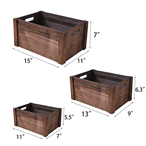SENRYEE Rustic Black Wooden Crate Set - Farmhouse Storage & Decor, Nesting Boxes