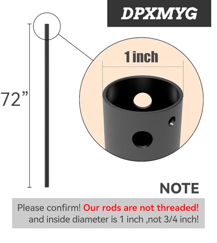72 Inch Ceiling Fan Downrod - Black, 1-Inch Diameter, Unthreaded Extension
