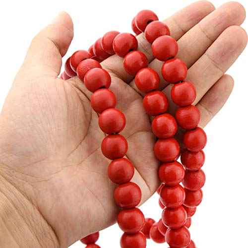 2pcs Wooden Bead Garlands - Red, Perfect for Christmas Tree, Fireplace & Wall Hanging, Home Decor