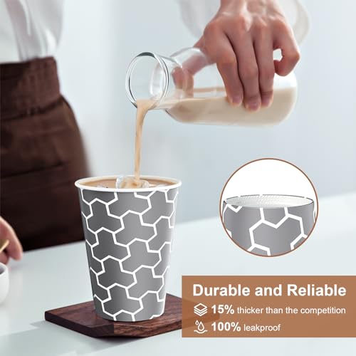 Huifany 12oz Disposable Paper Cups Bulk Pack of 240, Insulated Hot & Cold Drink Cups