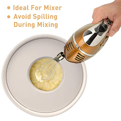 Wildone Stainless Steel Mixing Bowls Set with Airtight Lids Non-Slip Bottom Khaki 5PCS