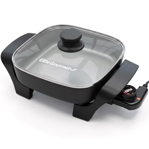 Elite Gourmet 2.5Qt PFAS-Free Ceramic Electric Skillet - Compact 8x8 Inch Square Pan