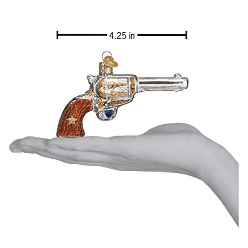 Old World Christmas Western Revolver Glass Blown Ornament - Handcrafted Western Collection