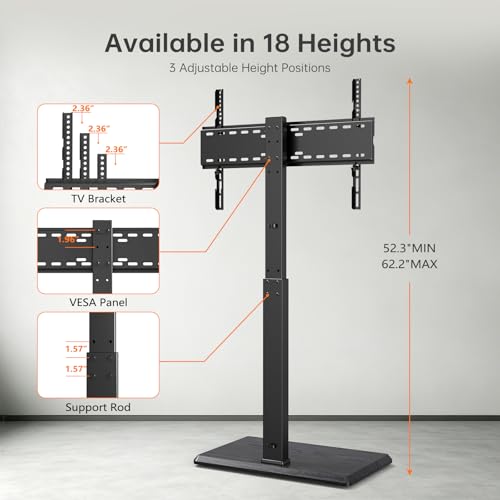 Afaloona TCP01-M-A02 Universal Floor TV Stand for 32-75 Inch TVs, Height Adjustable, Swivel, Max 110 lbs