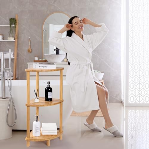 GUGIGIP Shower Caddy-022 Corner Bamboo Bathroom Organizer, Waterproof, Space-Saving Stand