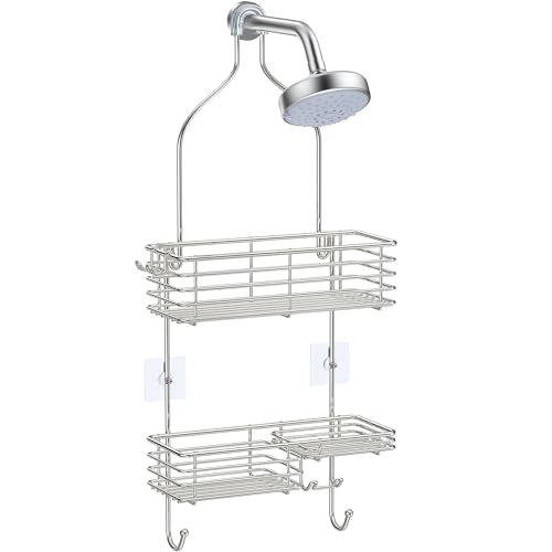 SMARTAKE Hanging Shower Head Caddy with Soap Dish - Silver (Variation 01)