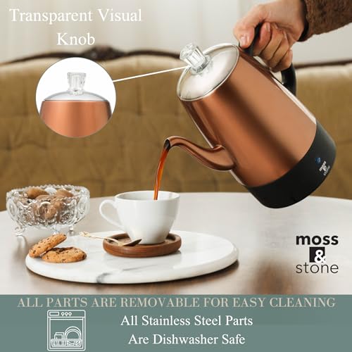 Moss & Stone Copper 10-Cup Electric Coffee Percolator Stainless Steel