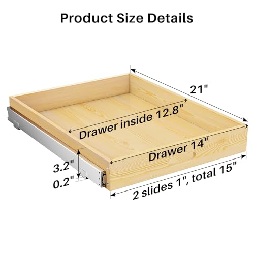 Pull Out Cabinet Organizer, Soft Close Wooden Slide Drawers for Pots