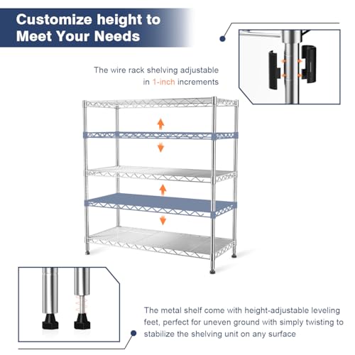 Adjustable 3-Tier Metal Wire Shelves Rack,35.4x17.7 x36.5(WxDxH)