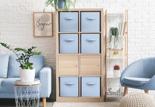 Sorbus Pastel Blue Fabric Storage Cubes 6-Pack 11 Inch Foldable Bins for Organization