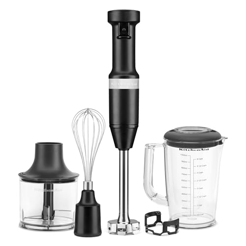 KitchenAid Variable Speed Corded Hand Blender with Attachments - Matte Black, 5 Speeds