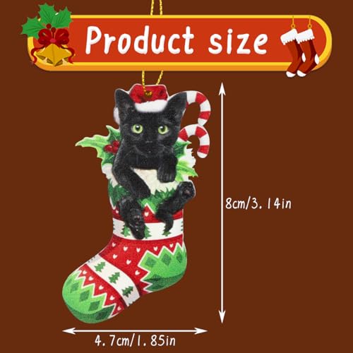 GLADFRESIT A Black Cat Christmas Tree Hanging Decoration – Christmas Ornament for Tree, Car, Home (A)