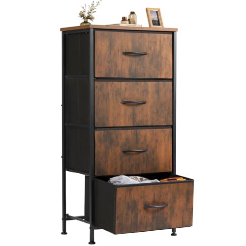 Brown 4-Drawer Dresser for Bedroom Storage Organizer - Sweetcrispy