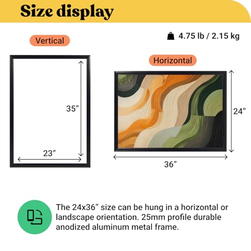 24x36 Inch Poster Frame - Black Snap Front Display with Anti-Glare Cover - Variation of THIS listing