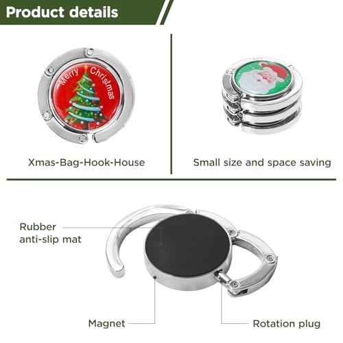 COTOPHER Christmas Stocking Holders for Mantle Set of 3, Non-Slip Handbag Hook Holder Bag Hanger, Fireplace Stocking Hooks for Mantel Santa Claus Xmas Decoration Party Decor Silver Flat Weighted