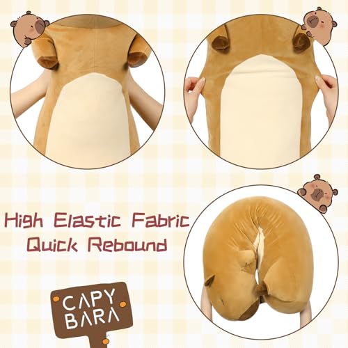 Long Plush Body Pillow - 39.5 Inch Brown Capybara Stuffed Animal for Sleep & Comfort