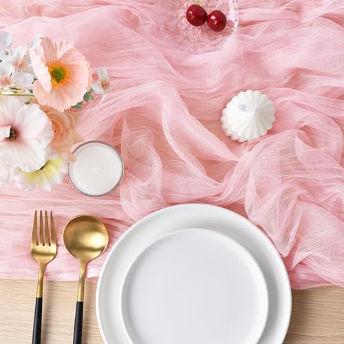 Pink Cheesecloth Table Runner 10ft Fall Wedding Party Decor 4 Pack - Blushing Pink