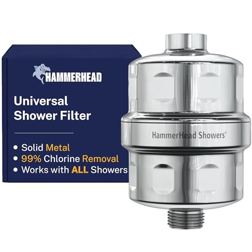 Hammerhead Metal Shower Head Filter - Chrome Removes Chlorine & Chemicals