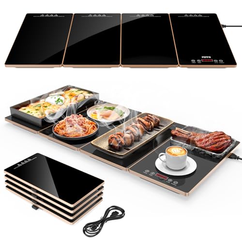 FEPPO Black & Gold 4-in-1 Electric Warming Tray for Buffet Parties