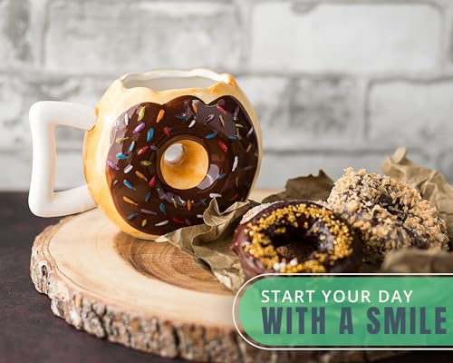 Brown Comfify Ceramic Donut Ring Coffee Mug – 14 oz