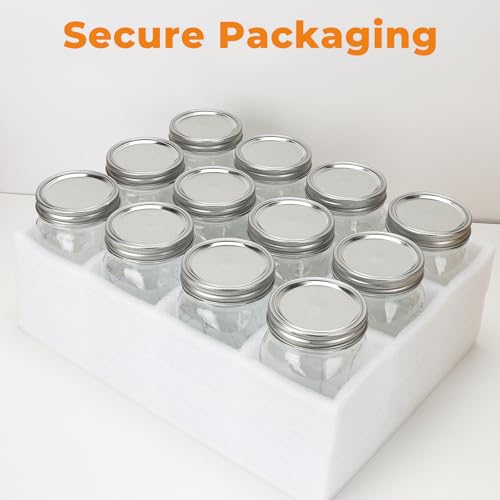 CycleMore 32oz Wide Mouth Mason Jars - 12 Pack Large Glass Food Storage Containers with Airtight Lids