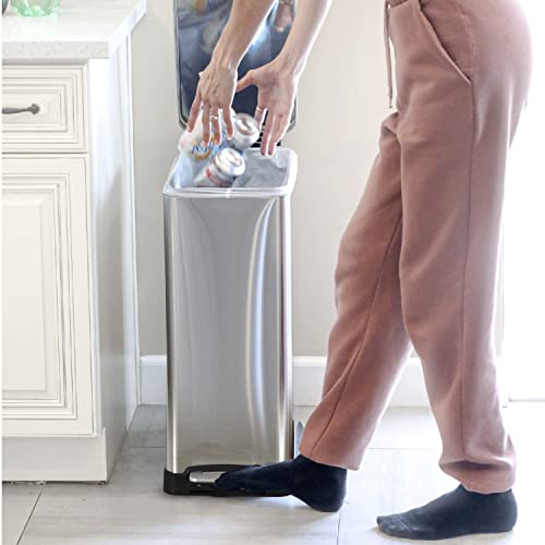 Home Zone Living 12 Gallon Slim Fit Kitchen Trash Can Silver with Soft-Close Lid