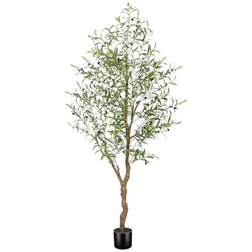 6ft Faux Olive Tree with Natural Textured Trunk & Lifelike Leaves - Realistic Indoor Decor