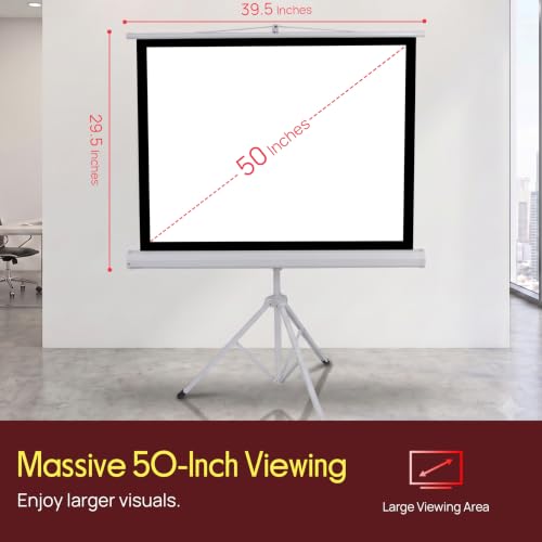 50-Inch Portable Projector Screen with Tripod Stand - Lightweight & Indoor/Outdoor Use