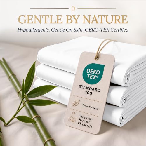 White King Size Viscose Bamboo Sheets 4-Piece Bed Set – Hypoallergenic & Cooling