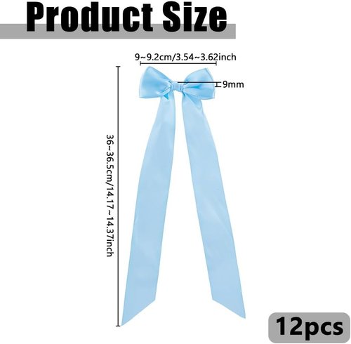 DICOSMETIC 12Pcs Sky Blue Bow Candlestick Decor - Large Bowknot Ribbons for Weddings & Parties