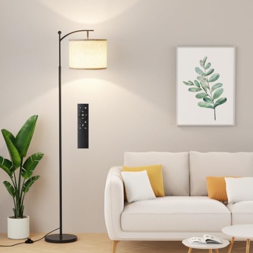 Beige & Black 61-Inch Dimmable Floor Lamp with Remote – Adjustable Brightness & Color